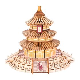 3D Wooden Puzzle for Adult DIY Assembly Chinese City Scape Model Home Decor Gift - Temple of Heaven
