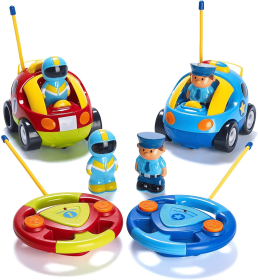 Toddler Remote Control Car, Two Cartoon RC Cars,Police & Race Car