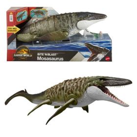 Jurassic World Rebirth Bite N Blast Mosasaurus Dinosaur Action Figure With Mini Dilophosaurus Toy Set