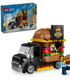 LEGO City Burger Truck Toy Building Set, Fun Gift for Kids Ages 5 Plus, Burger Van and Kitchen Playset, Vendor Minifigure and Accessories