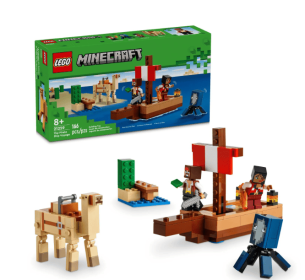 LEGO Minecraft The Pirate Ship Voyage, Boat Toy Playset for Kids with Squid, Camel and Pirate Figures, Pirate Toy Building Set for Action Role-Play