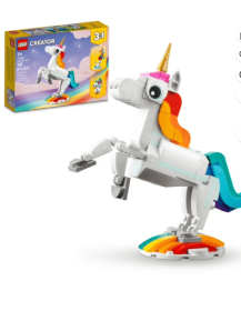 LEGO Creator 3 in 1 Magical Unicorn - Building Toy Set With 3 Building Options, Unicorn, Seahorse, or Peacock - Learning Toy for Kids, Girls & Boys