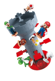 Epoch Games Super Mario Blow Up! Shaky Tower Balancing Game, Tabletop Skill and Action Game with Collectible Super Mario Action Figures