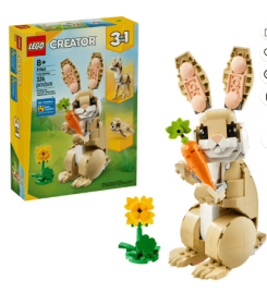 LEGO Creator 3in1 Cute Bunny Toy - Building Toys Set W/ 3 Build Options, Bunny, Seal, or Llama - Animal Figures for Kids, Girls & Boys