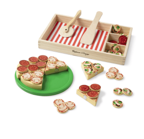 Melissa & Doug Wooden Pizza Party Play Food Set with 36 Toppings for Toddlers Age 3+