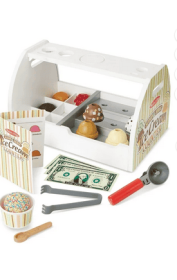 Melissa & Doug Wooden Scoop and Serve Ice Cream Counter (28 Pcs) - Play Food and Accessories