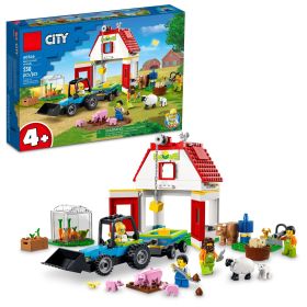 City Barn & Farm Animals Toys;  60346 Playset with Tractor and Trailer;  Sheep;  Cow and Pig plus Babies Figures;  Learning Toys for Kids Age 4 Plus