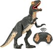 RAINBEAN Remote Control Walking Dinosaur Toy;  Electronic RC Robot Toy with Shaking Head;  Light Up Eyes & Roaring Sounds;  Velociraptor Christmas Bir