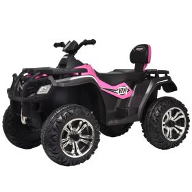 Kids ATV 4 Wheeler, 24V 4WD Electric ATV Ride On Toy for Big Kid w/ 2-Seater, 7 AH Battery, Shock Absorbers, Soft Brake, Music, LED Headlights, Pink