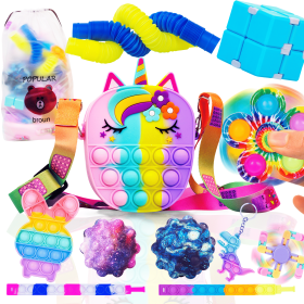 Sensory Fidget Pop Pack Toys: Bubble Dimple Popper Cheap Set It for Girls Boys & Adults with Stress Squishy Ball Spinner Party Favors - Fidgets K