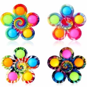 Pop Fidget Spinner Toys 4 Pc Simple Popping Toy Pack Bubble Sensory Set for Kids Party Favor Bulk ADHD Stress Relief Hand Spinners (Random , Pcs