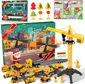 Christmas Advent Calendar 2024, Christmas Countdown Calendar for Kids, 24PCS Cartoon Engineering Vehicle Playset