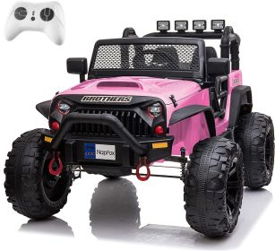 Pink 48.4" Large Ride On Car for Kids, Battery Powered Electric Car with 2 Seats, Remote Control, 14" Large Suspension Wheels, LED Lights, Music