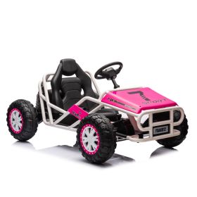 Pink, 24V Ultimate Go-Kart, Ride On Toy for Big Kids Ages 6+, 2x200W Powerful Motor, 6MPH Outdoor/Off road/Dirt Road Electric Car, Wide Seat
