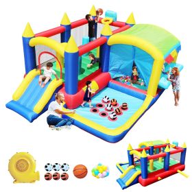 7 in 1 Inflatable Bouncy House with Ball Pit for Kids, Indoor Outdoor Party Family Fun, Obstacles
