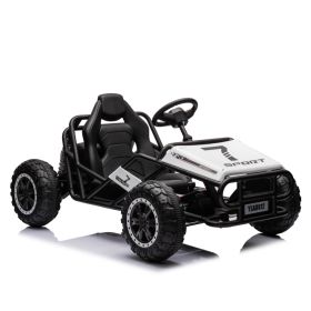 White, 24V Ultimate Go-Kart, Ride On Toy for Big Kids Ages 6+, 2x200W Powerful Motor, 6MPH Outdoor/Off road/Dirt Road Electric Car, Wide Seat