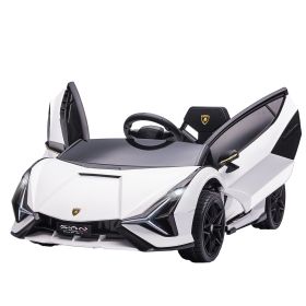 Aosom Lamborghini SIAN Licensed Kids Ride On Car, 12V Battery Powered Electric Sports Car Toy with Remote Control, Horn, Music, & Headlights, Whi