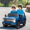 Blue, 24V 2 Seater Ride On Truck Car, Licensed Chevrolet Silverado HD Electric Car for Kids, 4WDmotors, with 2.4G Remote Control, Metal Suspension