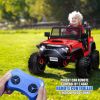 Red 48.4" Large Ride On Car for Kids, Battery Powered Electric Car with 2 Seats, Remote Control, 14" Large Suspension Wheels, LED Lights, Music