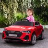 12V Kids Electric Ride On Audi E-tron Car, Battery Powered Toy wIth Parent Remote Control, Safety Belt, LED Lights, Music and Horn, Red