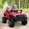 12V Police Car Ride-on Truck with Remote Control & Siren, 2-Seater Battery-Operated Electric Car for Kids with Music, Electric Ride-on Toy with Horn