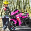 Kids Powered Ride-ons Toy, Kids Motorcycle for 3-6 Years, 12V Electric Ride on Motorcycle with Light Wheel & Bluetooth Music-Pink