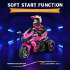 Kids Powered Ride-ons Toy, Kids Motorcycle for 3-6 Years, 12V Electric Ride on Motorcycle with Light Wheel & Bluetooth Music-Pink