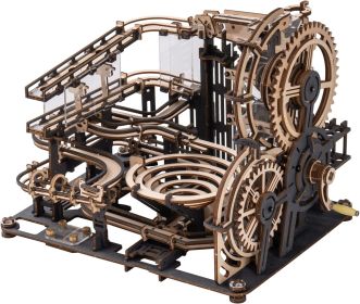 Robotime ROKR Marble Night City 3D Wooden Puzzle Games Assembly Waterwheel Model Toys For Children Kids Birthday Gift (Option: LGA01)