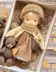 Handmade Plush Doll Golden Curly Girl Finished Product (Option: F1 with box)