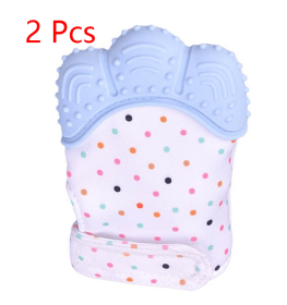Baby teether baby anti-bite silicone molar gloves children's sound toys (Option: Blue-1pair)