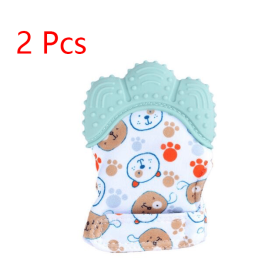 Baby teether baby anti-bite silicone molar gloves children's sound toys (Option: Light green 2 style-1pair)
