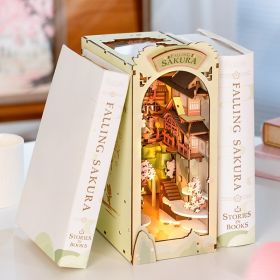 Robotime Rolife Book Nooks Series Stories In Books 4 Kinds DIY Wooden Miniature House Furniture Sakura Densya TGB01 Dropshipping (size: TGB05)