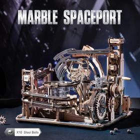 ROBOTIME Marble Run 3D Puzzle Wooden Model Kits For Adults To Build, Gifts Adults Electric Craft Boys, Marble Spaceport LGC01 (Option: LGC01)