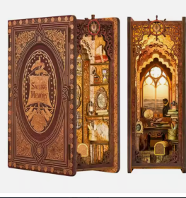 CuteBee Limited Time Sale 3D Wooden Puzzle Shelf Insert Book Nook Sailing Memory Mini Miniature Model For Adult (Option: Style1)