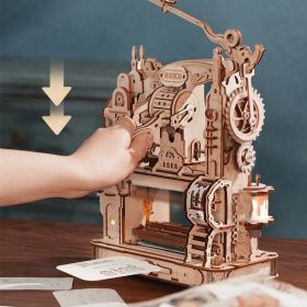ROKR 3D Wooden Puzzle Model Printing Press Mechanical Gears Teen LK602 (Option: LK602)