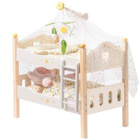 ROBOTIME Doll Bunk Beds Cradle For 18 Inch Dolls, Wooden Baby Doll Beds Cribs Fits American Girls (Option: WRP11)
