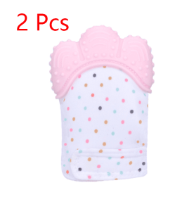Baby teether baby anti-bite silicone molar gloves children's sound toys (Option: Pink-1pair)