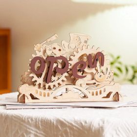 Robotime Rokr Open Closed Sign 3D Wooden Puzzle For Door Note Kids Easy Assemble Home Decoration Toys (Option: LK506)