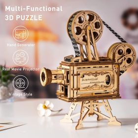 ROKR 3D Wooden Puzzles Vitascope Mechanical Building Kits Movie Projector Toys (Option: LK601)