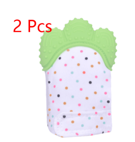 Baby teether baby anti-bite silicone molar gloves children's sound toys (Option: Green-1pair)