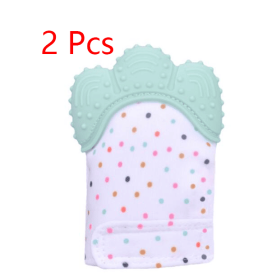 Baby teether baby anti-bite silicone molar gloves children's sound toys (Option: Light green-1pair)