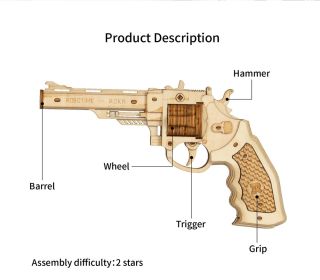 Robotime ROKR Revolver Gun Model Toys 3D Wooden Puzzle Games Crafts Gift For Children Kids Boys Birthday Christmas Gift Dropship (Option: LQ401)