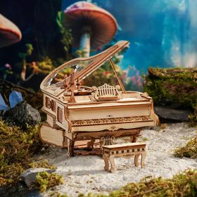 Robotime 223pcs 3D Wooden Puzzle Magic Piano Mechanical Music Box Toy Gift Desk Gift For Men Women Hobby AMK81 (Option: AMK81)