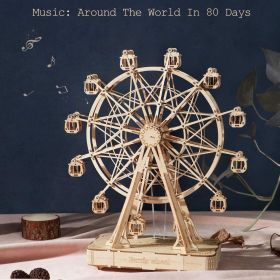 Robotime DIY Wooden Rotatable Ferris Wheel Model With Playing Music Toys For Children Birthday TGN01 (Option: TGN01)