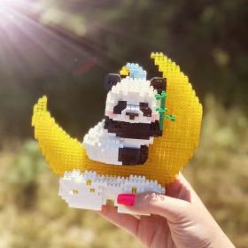 1288PCS Moon Panda Building Block Sets With LED Light, Mini Blocks Building Sets For Adults, Animal Night Lamp, Panda Night Light, DIY Bricks Gif (Option: 1288pcs)