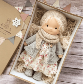 Handmade Plush Doll Golden Curly Girl Finished Product (Option: D)