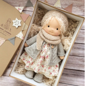 Handmade Plush Doll Golden Curly Girl Finished Product (Option: D)
