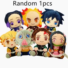20 Cm Demon Slayer's Blade Plush Toy Kimetsu No Yaiba Kamado Tanjirou Tomioka Giyuu Agatsuma Zenitsu Douma Sabito Plush Doll (Height: 20CM, Color: Random 1pcs10)