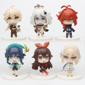 New Pymon Genshin Impact Lumine Diluc Ragnvindr Amber Anime Action Doll Collection Model Doll Children'S Gift (Color: Random 1pcs, size: 8cm)