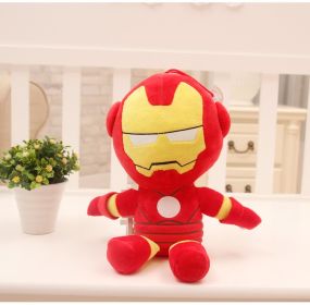 Disney Anime Plush Toy Spiderman Doll Marvel Avengers Soft Dress Hero Captain America Iron Man Christmas Gift (Height: 27cm, Color: Iron Man)